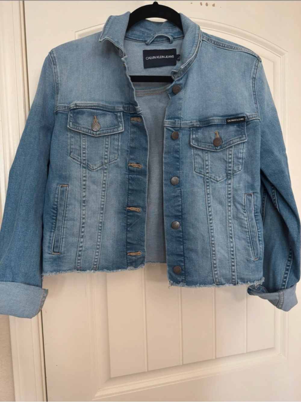 Calvin Klein Jeans Light Wash Cropped Denim Jacket